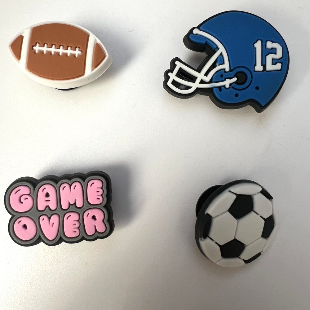4 Piece Silicone Shoe Charms for Croc Style Shoes "Sports"